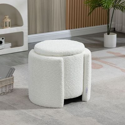 Bergman Fabric Storage Ottoman - White - With 2-Year Warranty